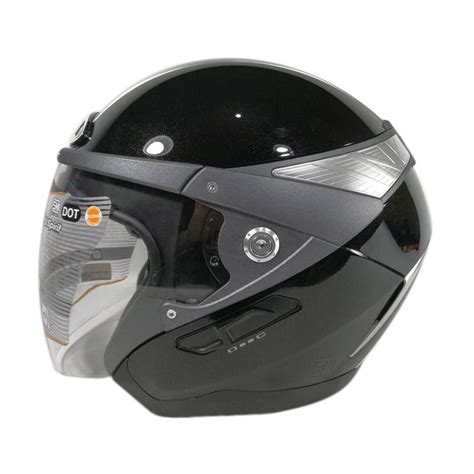 Jual Ink Metalico Solid Dobule Visor Helm Half Face Black M Di