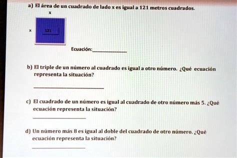 Solved Ayudaaaa Matem Ticas El Rea De Un Cuadrado De Lado X Es Igual