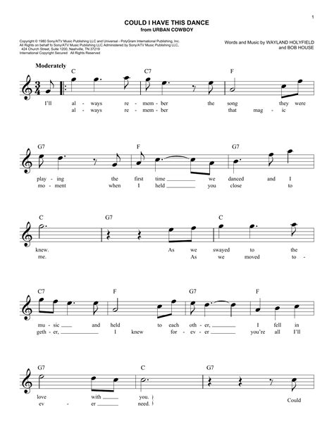 Could I Have This Dance By Anne Murray Sheet Music For Easy Lead Sheet Fake Book At Sheet