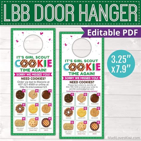 2022 Lbb Girl Scout Door Hanger Printable Editable Cookie Menu Order