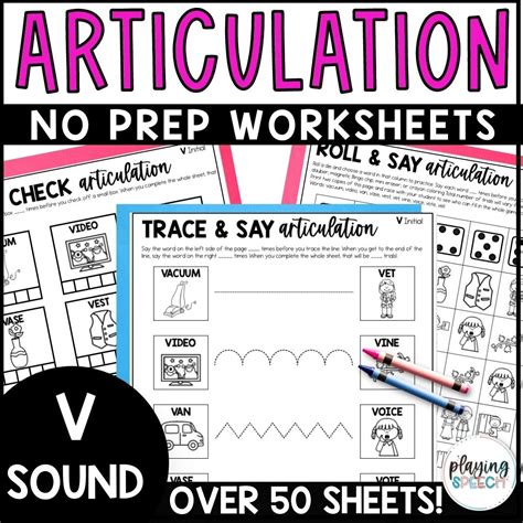 V Sound Articulation Worksheets For Speech Therapy — Playing Speech