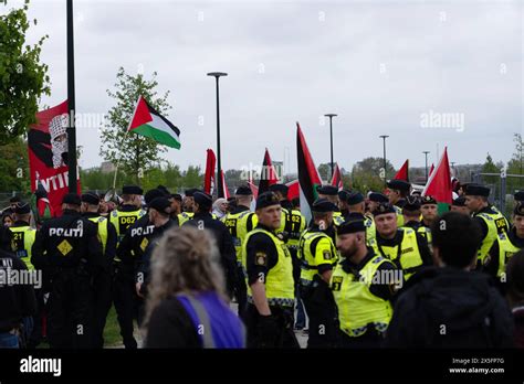 Malmö Sweden 20240508 Pro Palestinian protesters and police outside