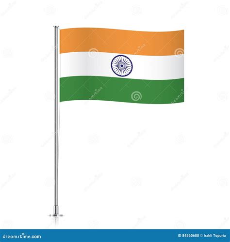 Flag Of India Waving On A Metallic Pole Stock Vector Illustration Of