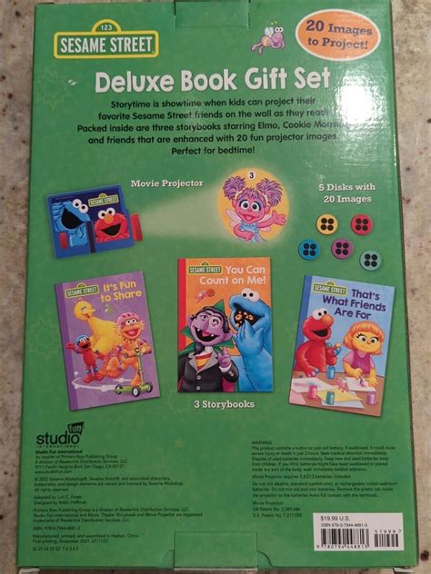 123 Sesame Street Deluxe Book T Set Disks Storybooksmovie Projector New Ebay