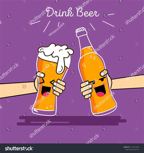 People Clinking Beer Glasses Concept Cheering Stock Vector Royalty Free 1710014344 Shutterstock