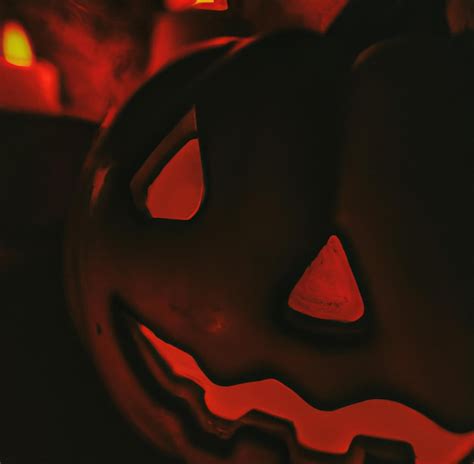 Premium Ai Image Image Of Close Up Of Halloween Decoration With Scary Carved Pumpkin And Candle