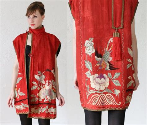 Antique Embroidered Silk Vest Chinese Etsy Embroidered Silk Silk