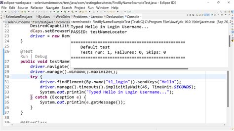 Selenium Find Element Using Byname Example