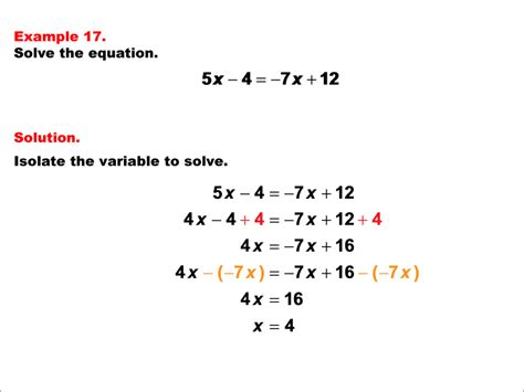 Math Example Solving Equations One Variable Equations Example