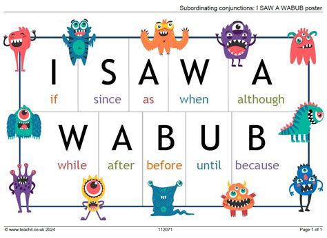 I SAW A WABUB subordinating conjunctions | KS2 English | Teachit