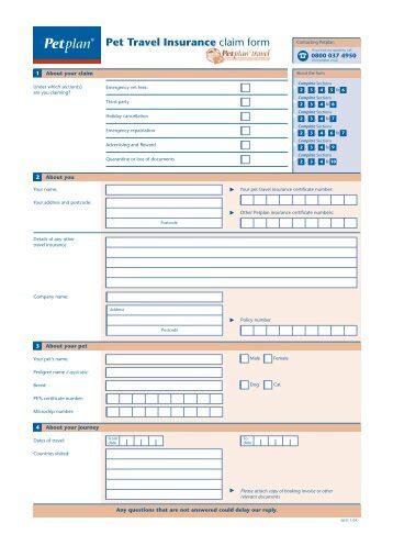 Petplan Printable Claim Form Printable Forms Free Online