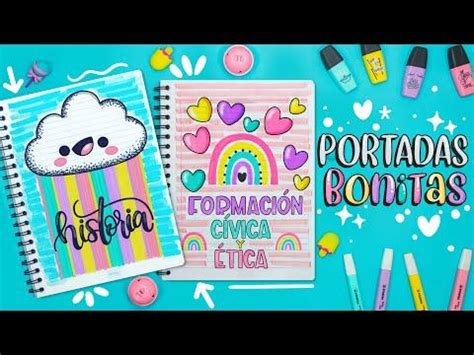 Cómo hacer PORTADAS BONITAS KAWAII para tus materias YouTube Ideas