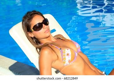 Lovely Blond Haired Bikini Model Pool Stock Photo 68212849 Shutterstock