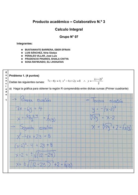 Pa3 Calculo Integral Grupo 7 Producto Académico Colaborativo Nº