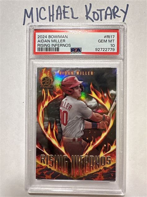 Aiden Miller Bowman Rising Infernos Psa Phillies Ri Chrome