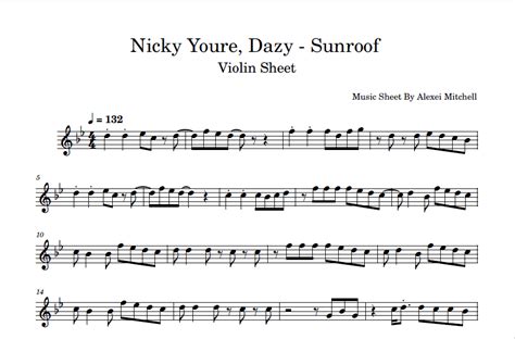 Nicky Youre Dazy Sunroof Violin Sheet