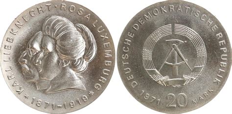 Deutschland DDR 20 Mark 1971 Karl Liebknecht Rosa Luxemburg St