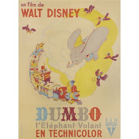 Walt Disney Studios Vintage Dumbo L Elephant Volant Movie Poster