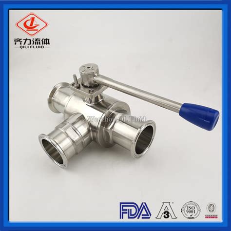 Ss304 Ss316l Hygienic 3 Way Tee Type Ball Valve China Encapsulated Ptfe Clamp End Ball Valve