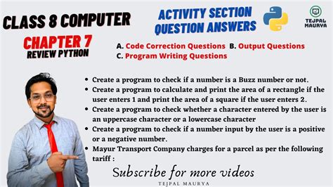 Chapter 7 Review Python Activity Section Question Answers Class 8 Computer Python Programs