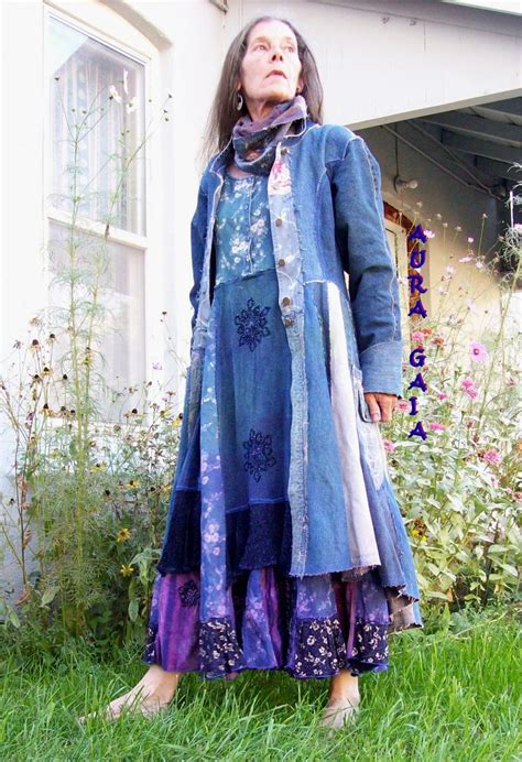 AuraGaia Denim Traveling Coat Infinity Scarf Dress Overdyed