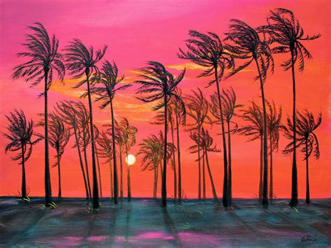 Desert Palm Trees at Sunset Painting by Asha Carolyn Young | Fine Art ...