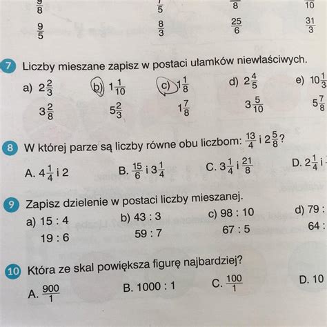 Liczby Mieszane Zapisz W Postaci U Amk W Niew A Ciwych Zad Brainly Pl