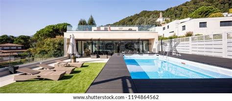 Giant Balcony Modern Apartment Swimming Pool Stock Photo 1194864562