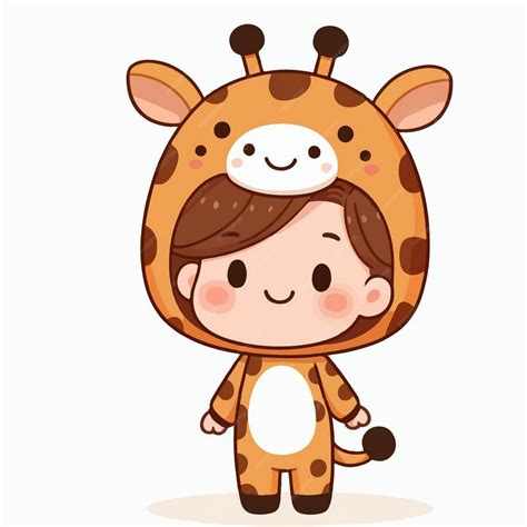 Premium Vector | Vector of cute little girl wearing a giraffe costume