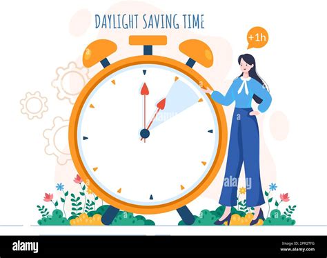 Daylight Savings Time Hand Drawn Flat Cartoon Illustration With Alarm Clock Or Calendar From