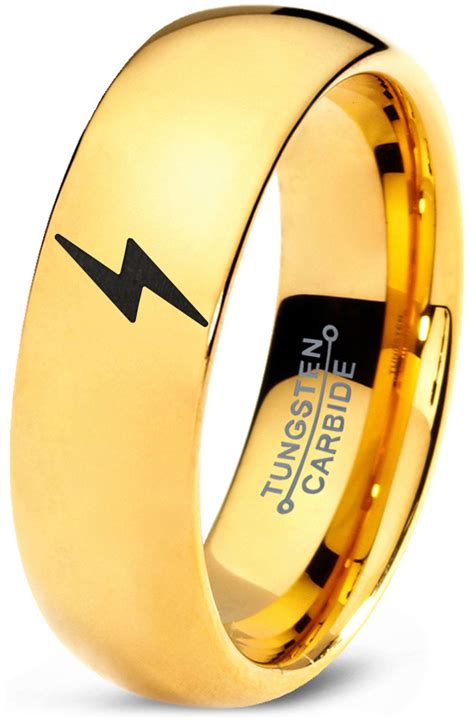 Tungsten Flash Thunder Lightning Bolt Band Ring 7mm Men Women Comfort