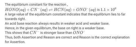 13 The Equilibrium Constant The Reaction HONO Mathrm CN