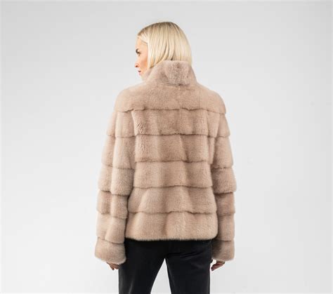 Horizontal Layer Oyster Gray Mink Fur Jacket Real Fur