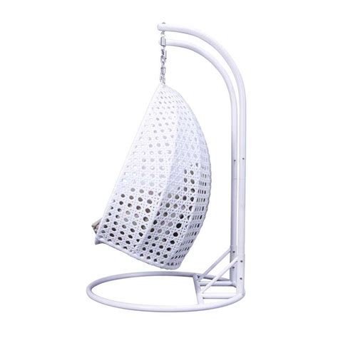 Leisuremod Outdoor Modern Wicker Hanging Double Egg Swing Chair In