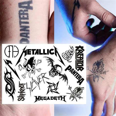 2 Pc Jagua Tattoos Temporary Metal Bands Stencils Metallica Merch