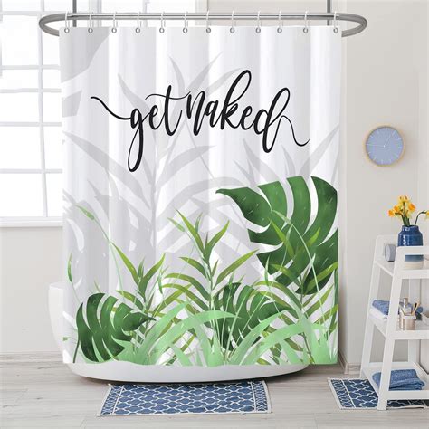 Amazon Yeele Green Shower Curtain Shower Curtains For Bathroom