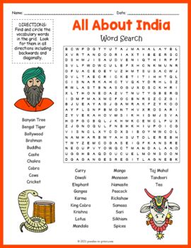 All About India Word Search Puzzle Worksheet Activity In General