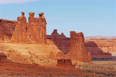 Courthouse Towers And Park Avenue Arches National Park Utah Usa