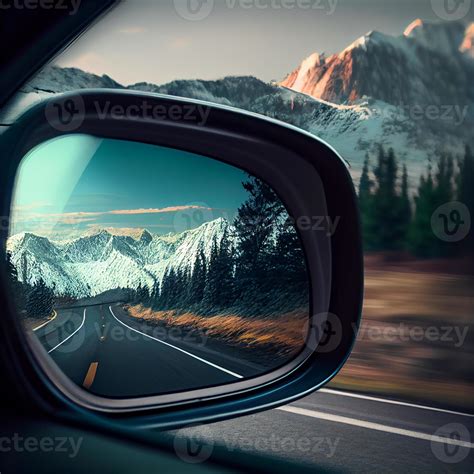 Car rearview mirror with nature reflection - AI generated image 21702465 Stock Photo at Vecteezy