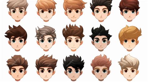 Premium Vector | A set of heads of different hairstyles for men