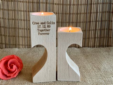 Personalized Engraved Wooden Candle Holder Wood Decorative Etsy