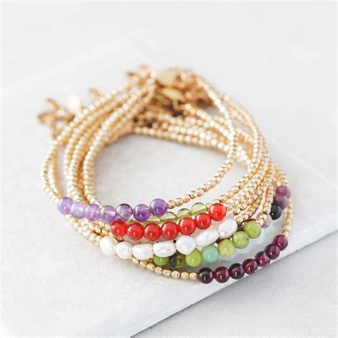 Gold Birthstone Bracelet With Semi Precious Stones By Under The Rose