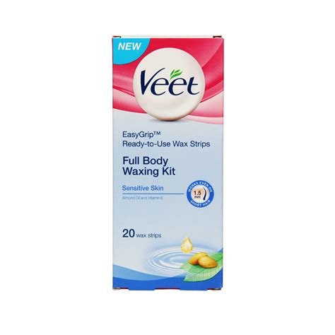 Veet Ready To Use Wax Strips Full Body Waxing Kit 44 G For Sensitive