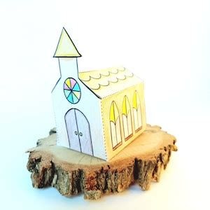 Printable Origami Paper Church, Paper Church Kit,folded Paper House, X ...