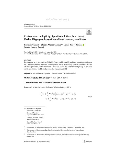 Pdf Existence And Multiplicity Of Positive Solutions For A Class Of