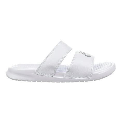 Nike Nike Benassi Duo Ultra Women S Sandals White Metallic Silver 819717 100