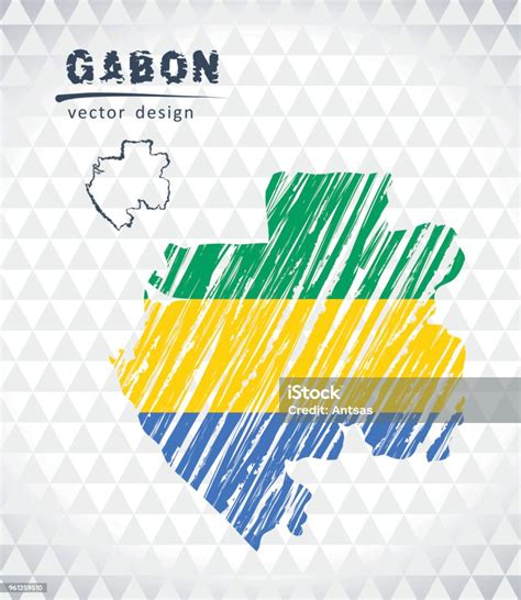 Ilustración De Mapa De Vector De Gabón Con Bandera Interior Aislado