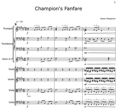 Champion S Fanfare Sheet Music For Trumpet Trombone Horn In D