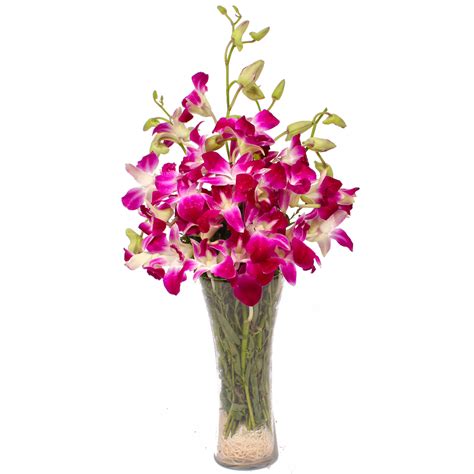 Glass Vase Of 6 Purple Orchids Best Price Tacrossindia