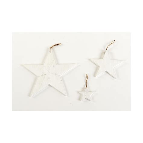 COLG ESTRELLA MADERA 40cm 5pcs Blanco Desgastado